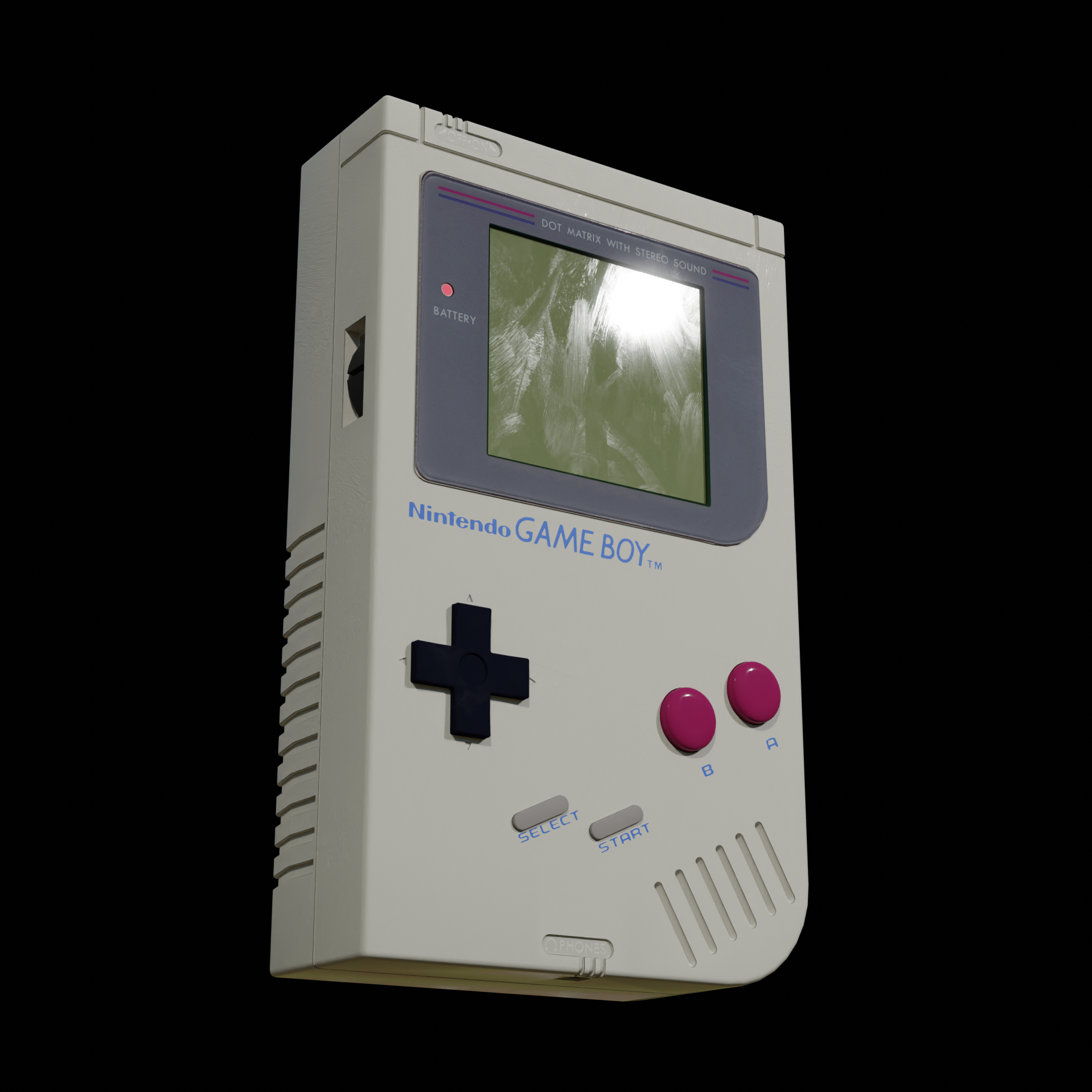 A realistic Nintendo GameBoy rendering.