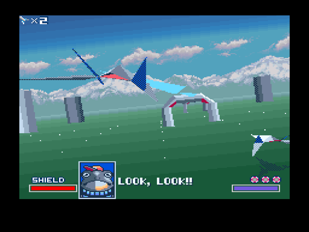 Screenshot from Star Fox for the Nintendo 64.